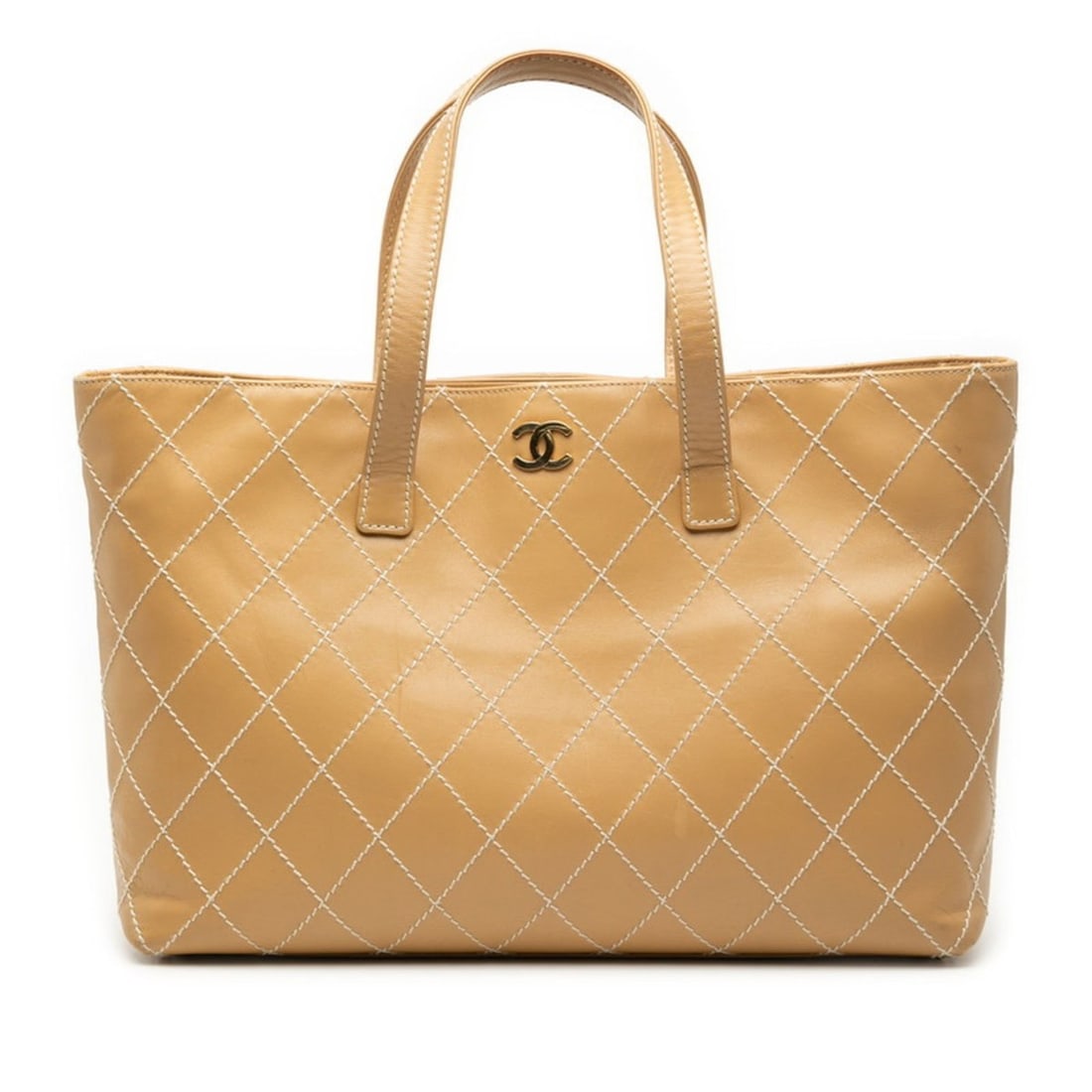 CHANEL Wild Stitch Coco Mark Tote Bag Handbag Beige Leather Women's: --- Catalog ---Category: SizeSize (HxWxD): 28cm x 38cm x 11cm / 11.02'' x 14.96'' x 4.33''Category: DesignType: Handbag, Tote bagColor: BeigeGender: WomenMaterial: Leather Category: GeneralBrand: Chan