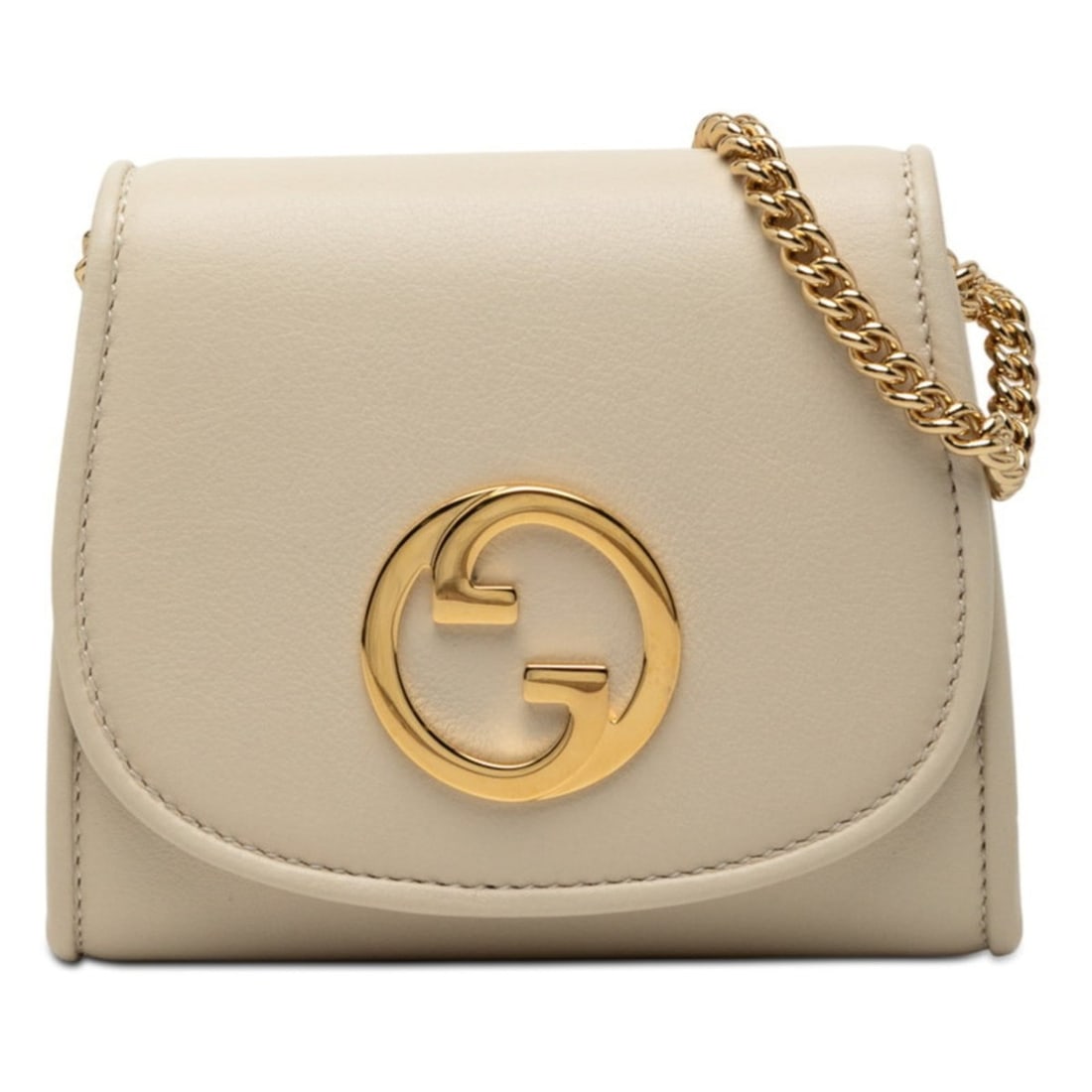Gucci Interlocking G Blondie Medium Chain Wallet Shoulder Bag 725219 White, Ivory, and Gold Leather (1 of 14)