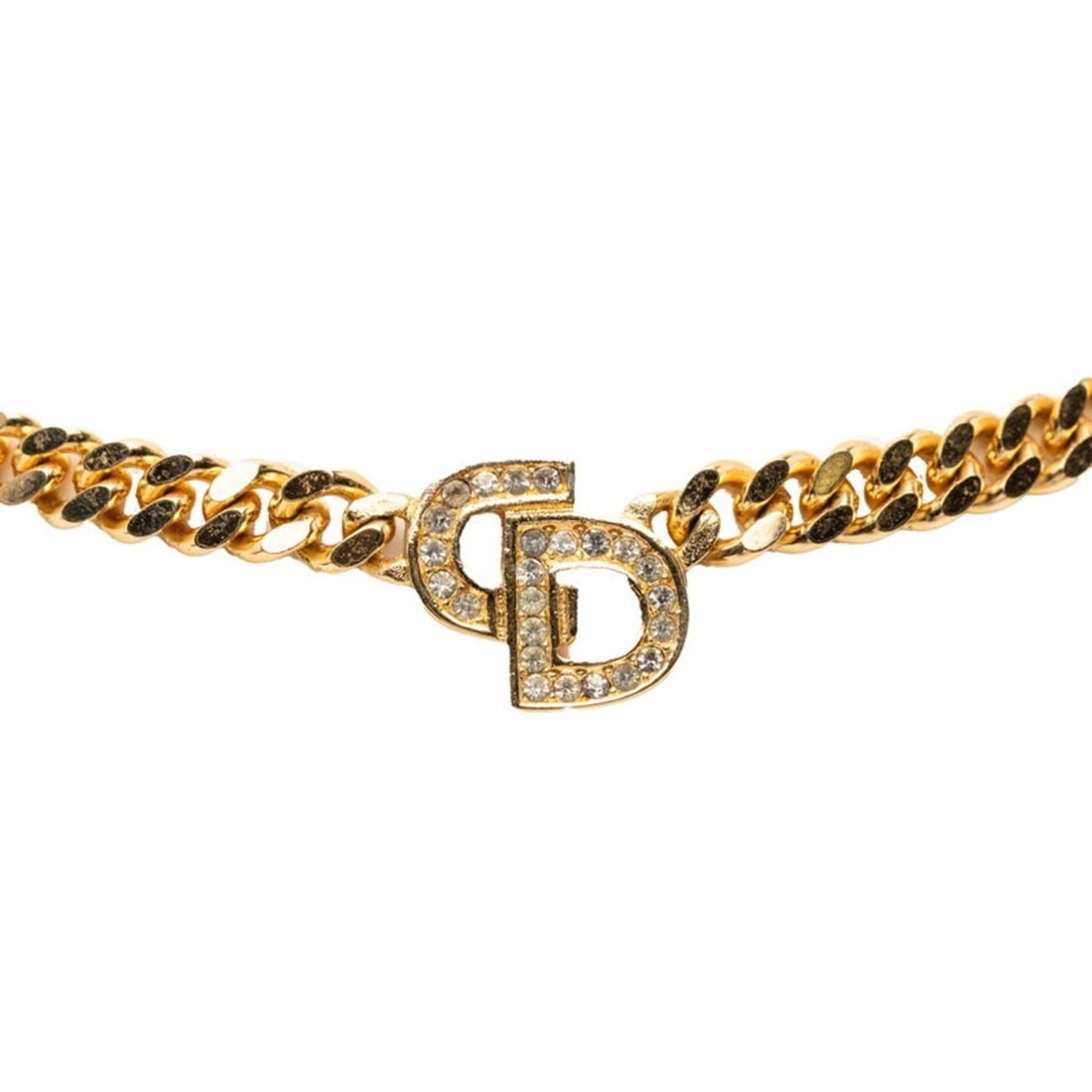 Christian Dior Dior CD logo necklace in gold with rhinestones for women. (1 of 13)
