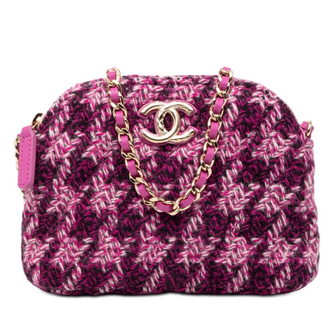 Chanel Coco Mark Crossbody Chain Shoulder Bag in Pink and Purple Tweed Leather for Women: --- Catalog ---Category: SizeSize (HxWxD): 11.5cm x 15.5cm x 5cm / 4.52'' x 6.1'' x 1.96''Category: DesignType: Shoulder bagColor: Pink, PurpleGender: WomenMaterial: Tweed , Leather Category: GeneralB