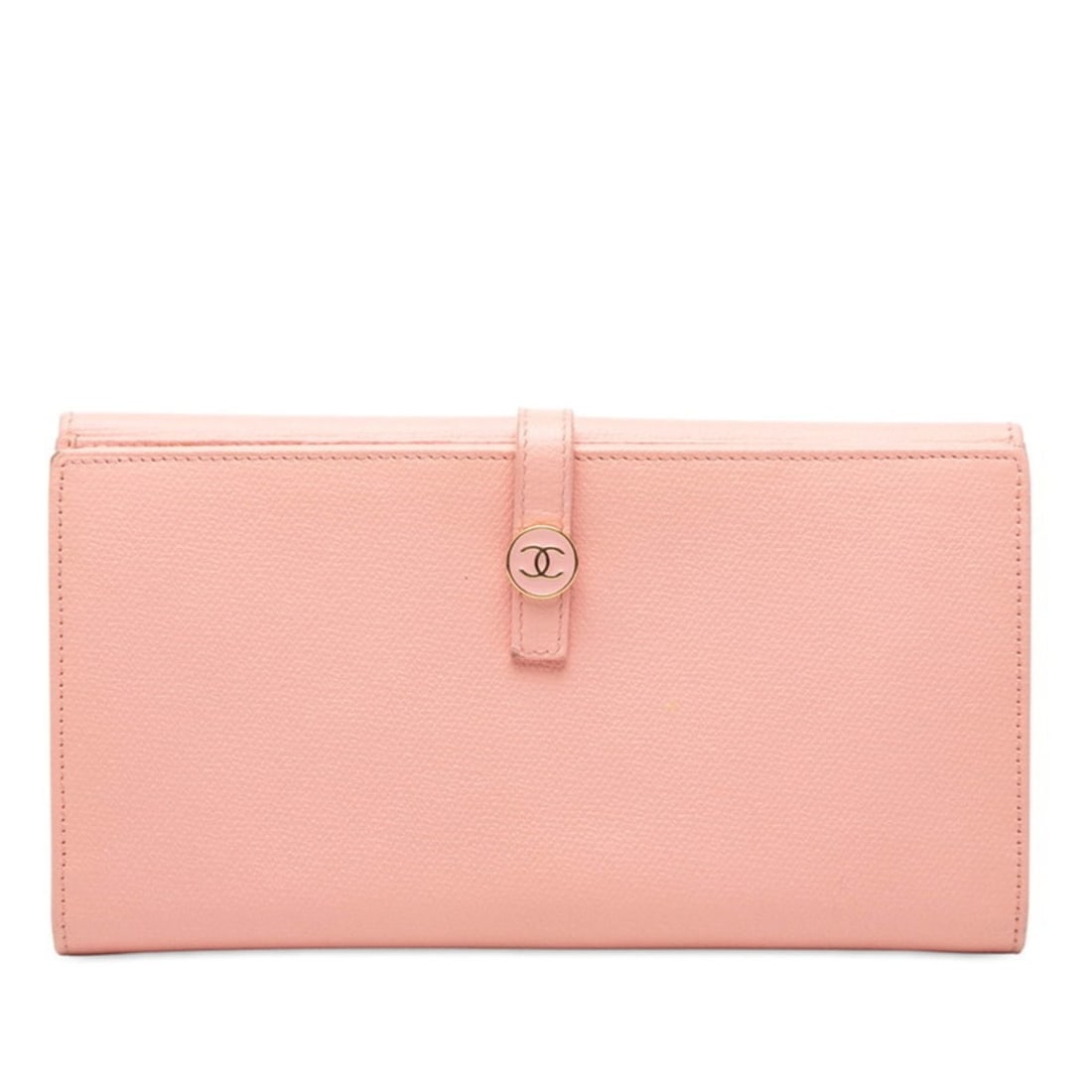 CHANEL Coco Button Bifold Wallet Pink Leather Women's (1 of 14)