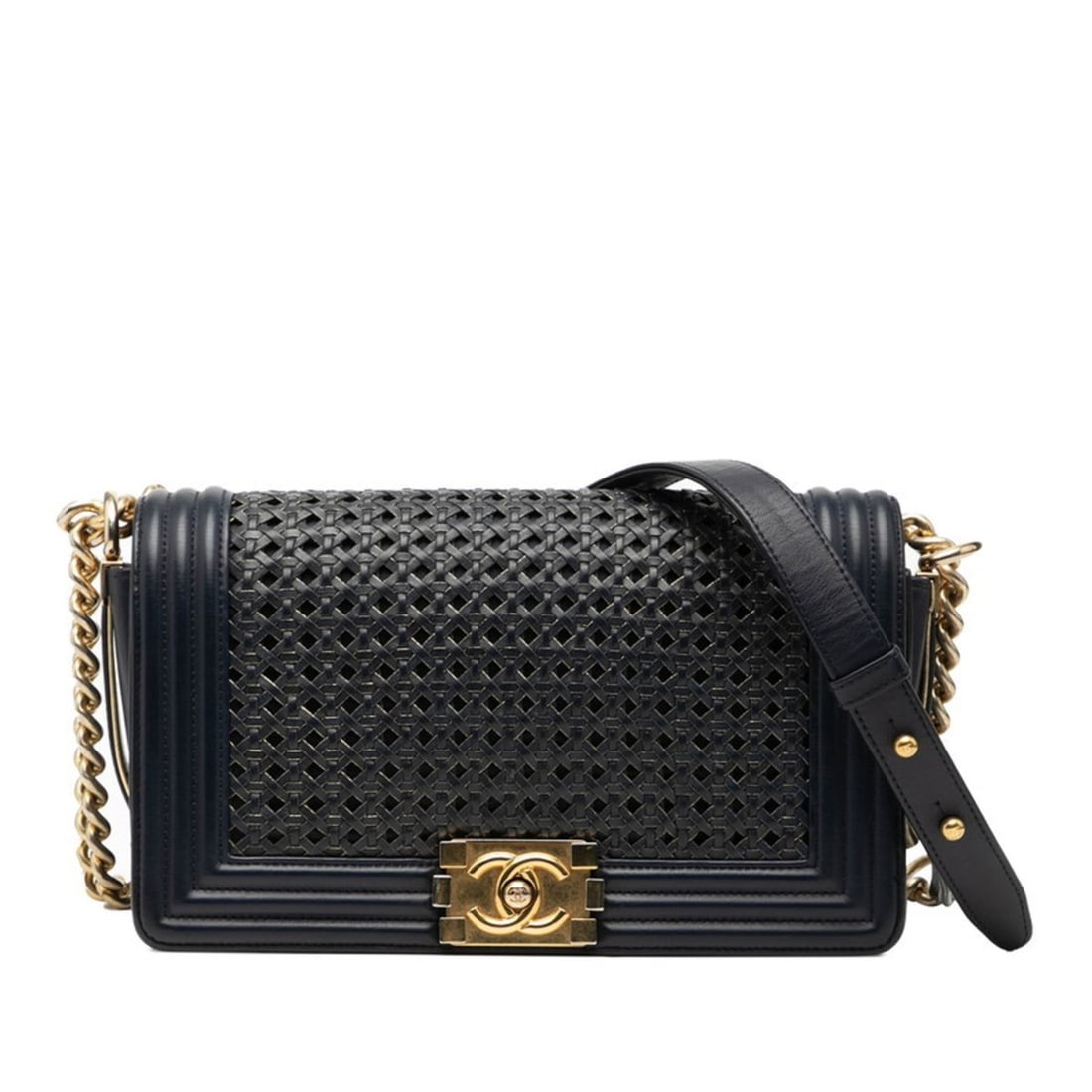 CHANEL Boy Chanel 25 Chain Shoulder Bag Navy Leather Women's: --- Catalog ---Category: SizeSize (HxWxD): 15cm x 25.5cm x 7cm / 5.9'' x 10.03'' x 2.75''Category: DesignType: Shoulder bagColor: NavyGender: WomenMaterial: Leather Category: GeneralBrand: ChanelCount