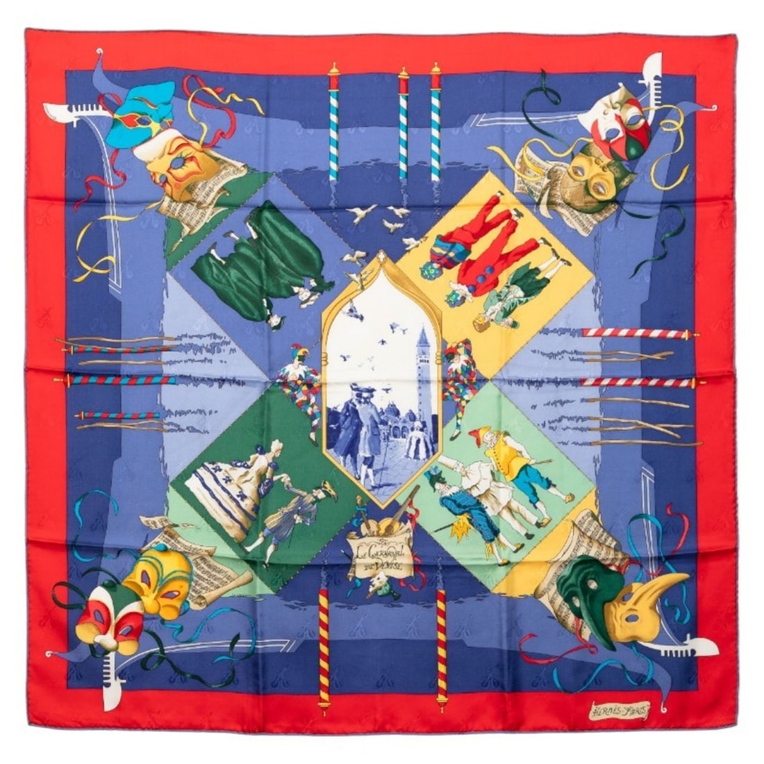 Hermes Hermès Carré 90 "LE CARNAVAL DE VENISE" Venice Carnival Scarf, Multicolor Silk, Women's (1 of 10)