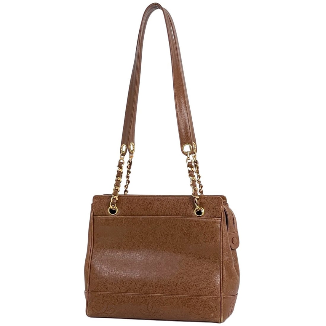 CHANEL Triple Coco Mark Chain Tote Bag Shoulder Caviar Skin Brown Women's (1 of 11)