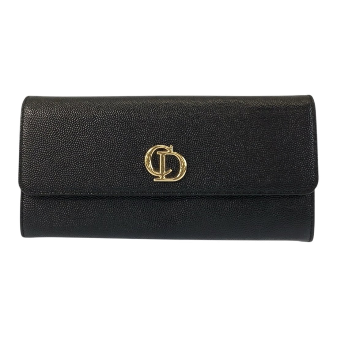 Christian Dior CD logo black leather long wallet with gold hardware, MC0131, women's, 600486 (1 of 12)