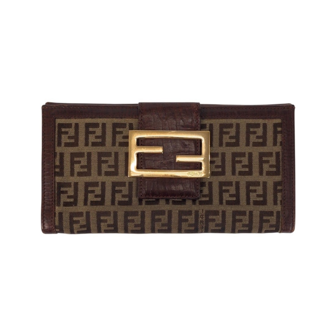 FENDI Zucca Women's Long Wallet 600233, Brown/Beige with Gold Hardware, Leather and Canvas, 89179 (1 of 11)