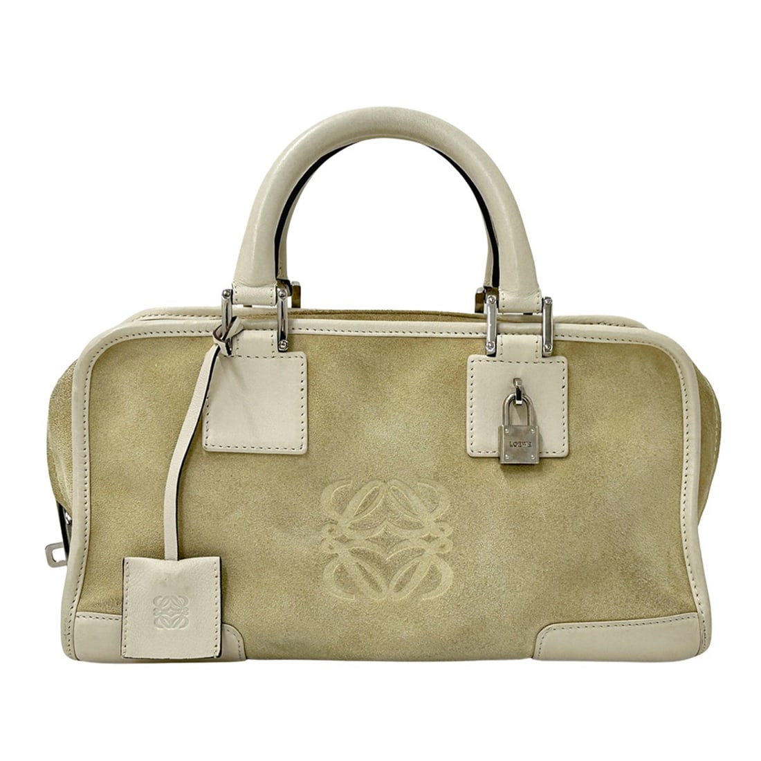 LOEWE Amazona 28 handbag in beige suede and leather. (1 of 14)