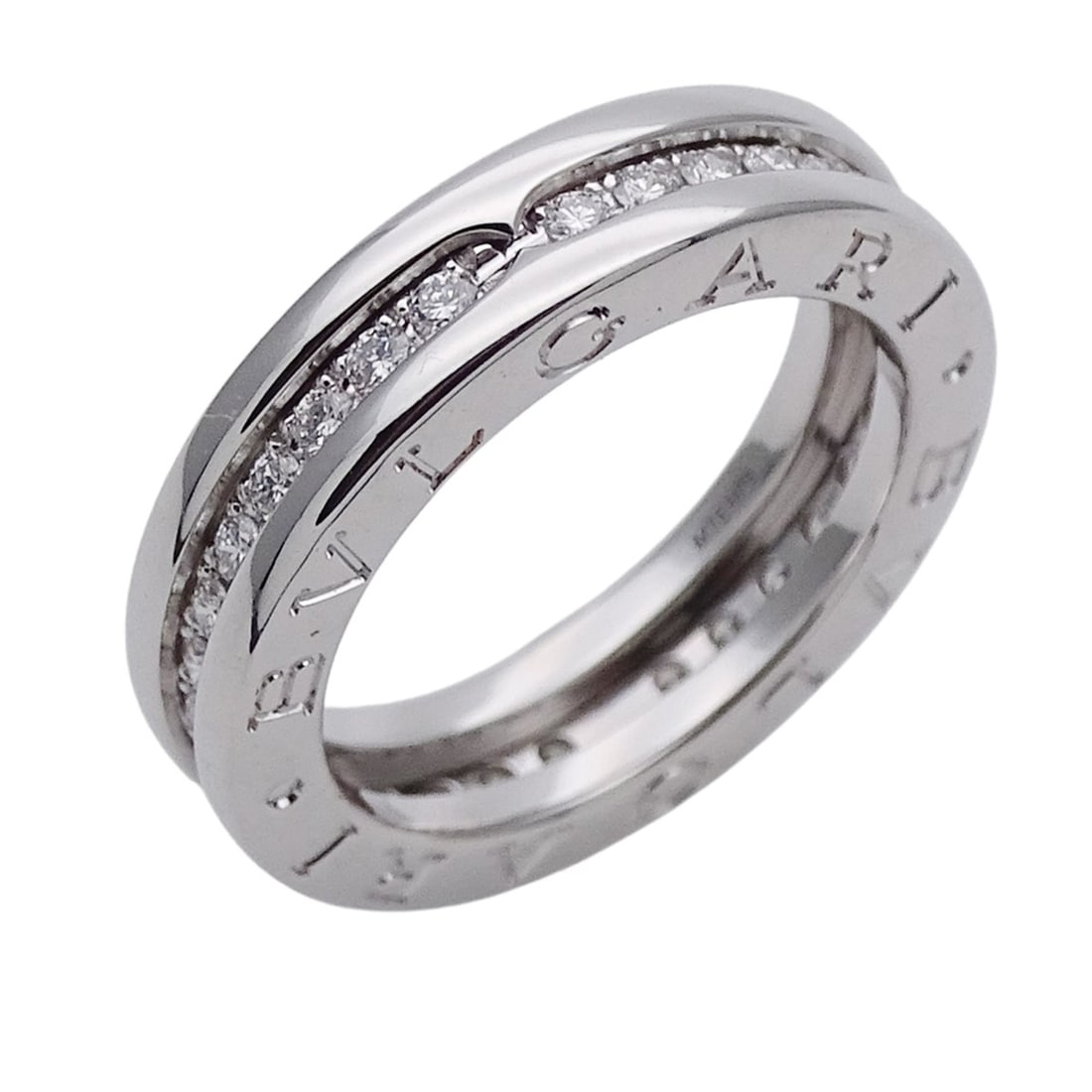 BVLGARI B-zero1 ring, 750WG diamond, single-band, white gold, size 48, for men and women. (1 of 13)