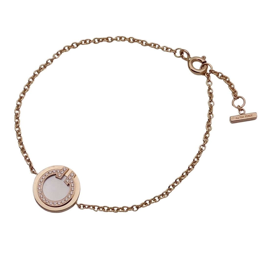 Tiffany & Co. Women's Bracelet, 750PG Diamond, Mother-of-Pearl, T-Toe Circle, Pink Gold, Polished: --- Catalog ---Category: SizeLength: 14cm - 15cm / 5.51'' - 5.9''Category: DesignType: Charm braceletColor: Pink goldStone: Diamond, Mother of pearlGender: WomenMaterial: Pink gold (18K)Category: Gene