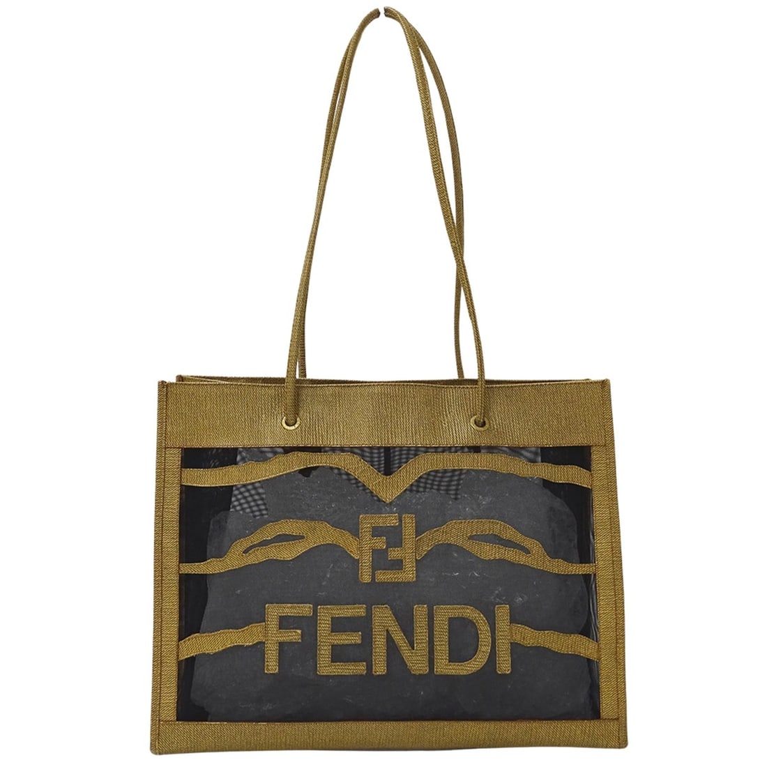 Fendi Women's Tote Bag, Mesh, Brown, Black, Shoulder Bag: --- Catalog ---Category: SizeSize (HxWxD): 27.5cm x 36cm x 12.5cm / 10.82'' x 14.17'' x 4.92''Category: DesignType: Tote bagColor: Black, BrownGender: WomenMaterial: Mesh , PVC Category: GeneralBrand: