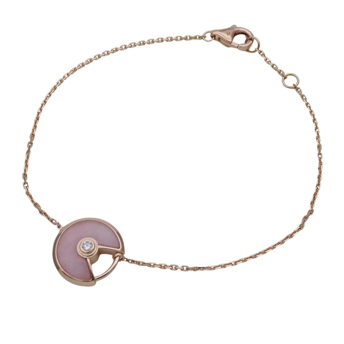 Cartier Women's Bracelet, 750PG Pink Gold with Opal and Diamond Amulet, Polished: --- Catalog ---Category: SizeLength: 15cm - 16cm / 5.9'' - 6.29''Category: DesignType: Charm braceletColor: Pink goldStone: Diamond, OpalGender: WomenMaterial: Pink gold (18K)Stone Color: PinkCategory