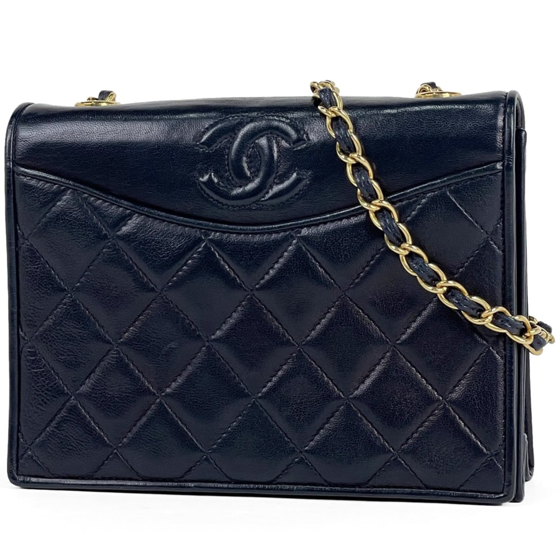 CHANEL Coco Mark Chain Shoulder Bag, Matelasse Leather Navy Blue, Women's (1 of 14)