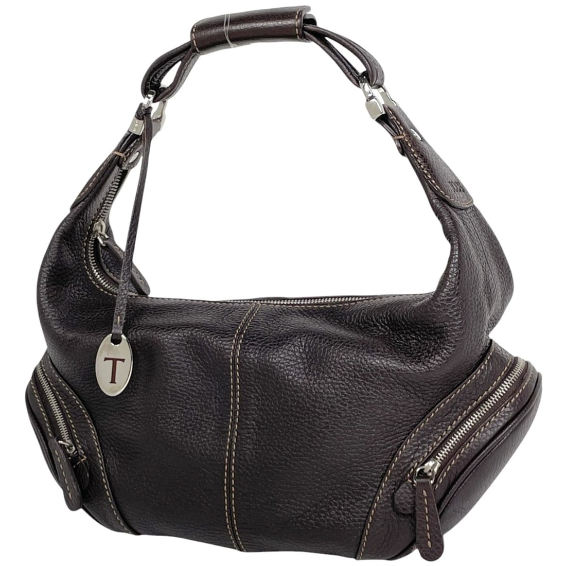 Tod's logo shoulder bag, one-shoulder leather, brown, women's (1 of 13)