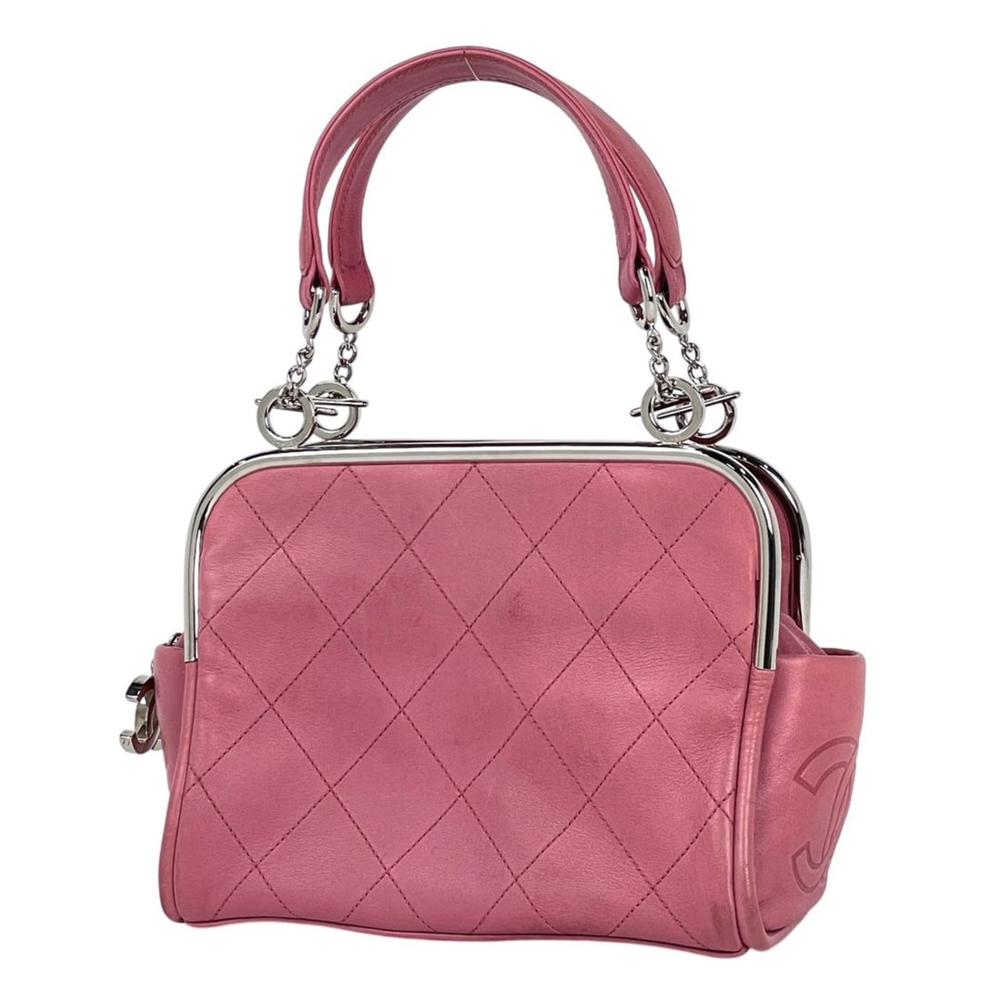 CHANEL Coco Mark Matelasse Handbag, Leather, Pink, Women's: --- Catalog ---Category: SizeSize (HxWxD): 18cm x 22.5cm x 12cm / 7.08'' x 8.85'' x 4.72''Category: DesignType: HandbagColor: PinkGender: WomenMaterial: Leather Category: GeneralBrand: Chanel--- Item