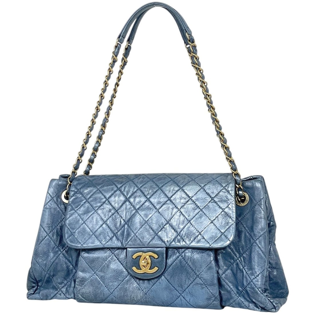 CHANEL Coco Mark Chain Shoulder Bag, Matelasse Fabric Blue, Women's (1 of 11)