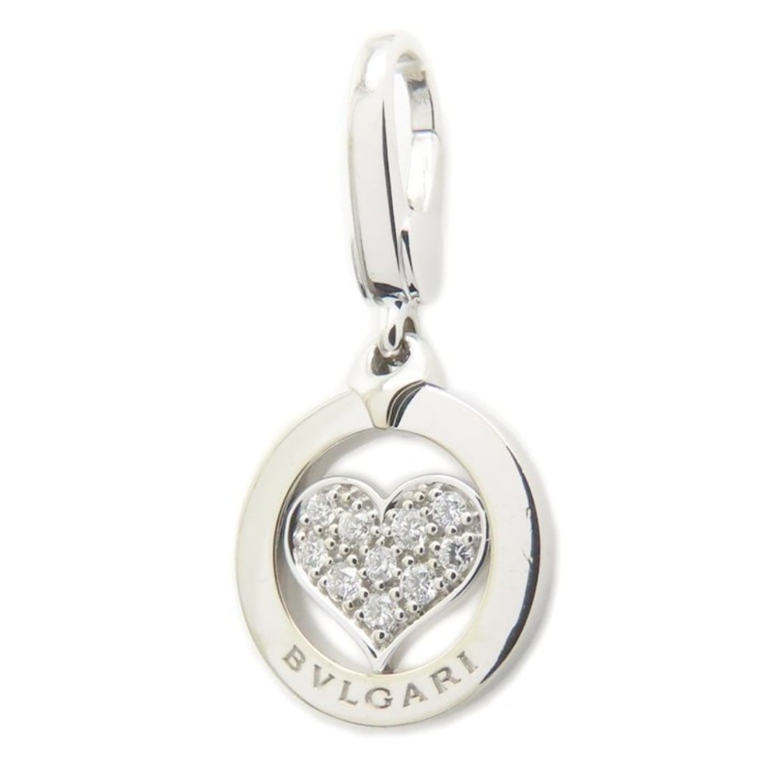 BVLGARI Bvlgari Tondo Heart Pendant Top Charm Diamond 18KWG Women's 294915 (1 of 12)