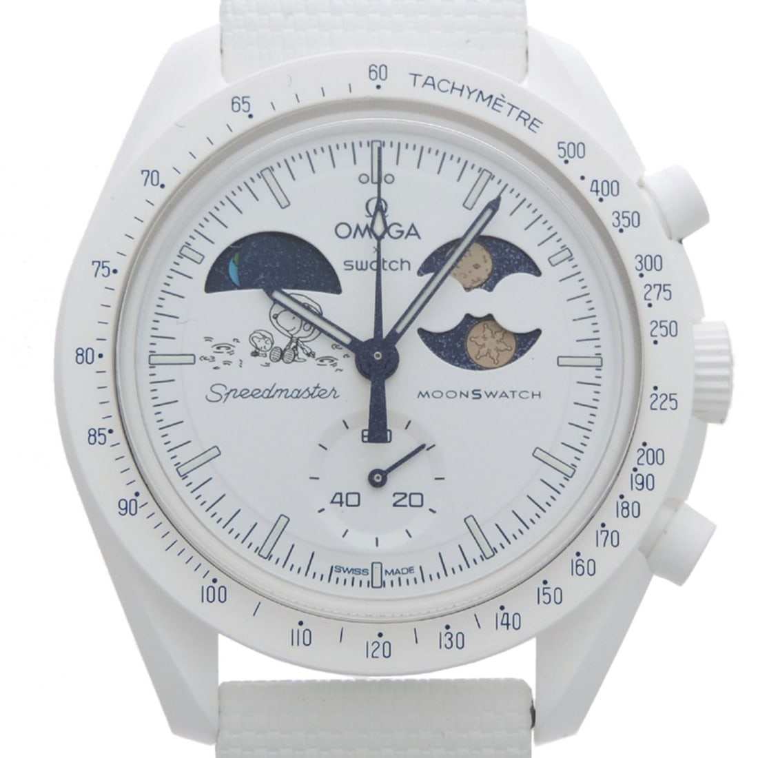 Omega MoonSwatch Mission to Earthphase Moonshine Gold Women's/Men's Watch SO33W701L: --- Catalog ---Category: SizeWrist Size: 17cm - 19cm / 6.69'' - 7.48''Case Diameter: 42mm / 1.65''Category: DesignType: WristwatchGender: Men,WomenColor (Dial): WhiteMaterial (Case): PlasticCategory: