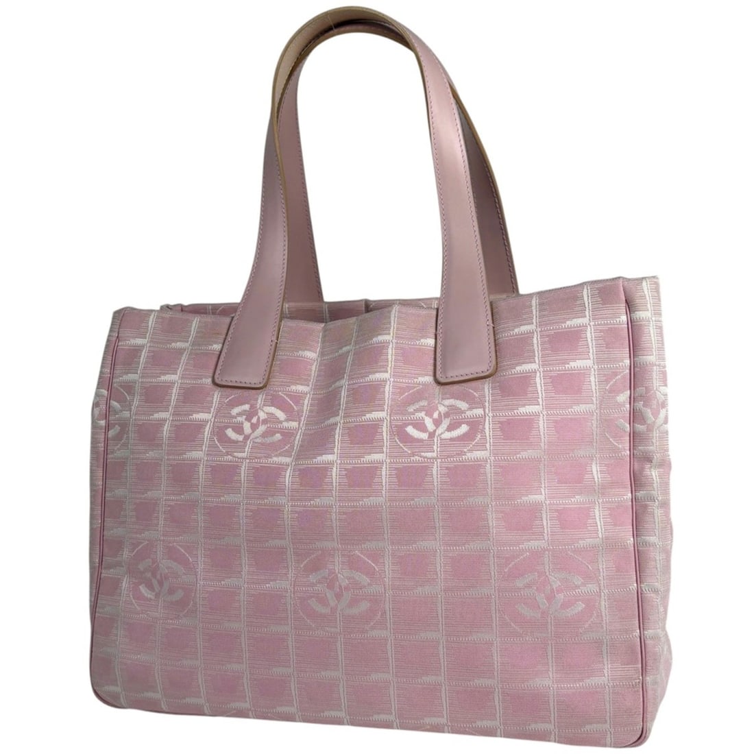 CHANEL New Travel Line Tote MM Coco Mark Shoulder Bag, Nylon Jacquard, Pink, A15991, Women's (1 of 11)
