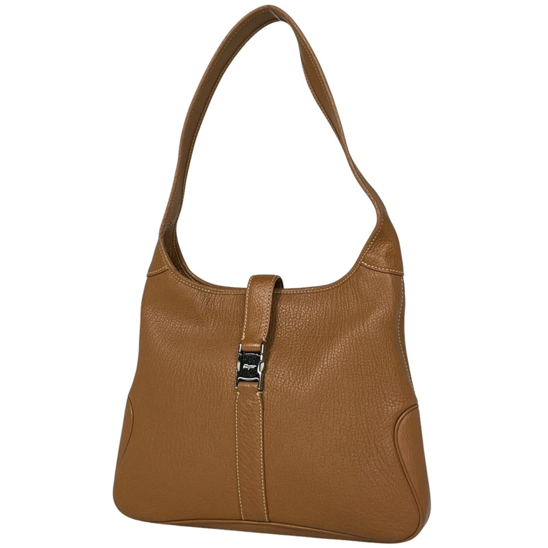 Salvatore Ferragamo logo shoulder bag, one-shoulder brown leather, 0735, for women. (1 of 18)