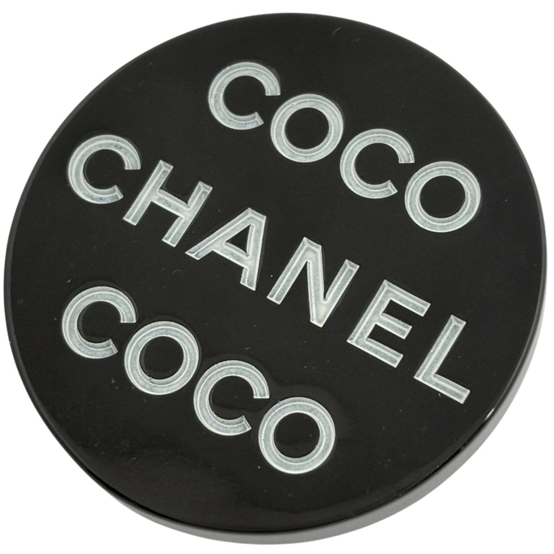 CHANEL Logo Pin Brooch, Plastic, Black, Women's (1 of 12)