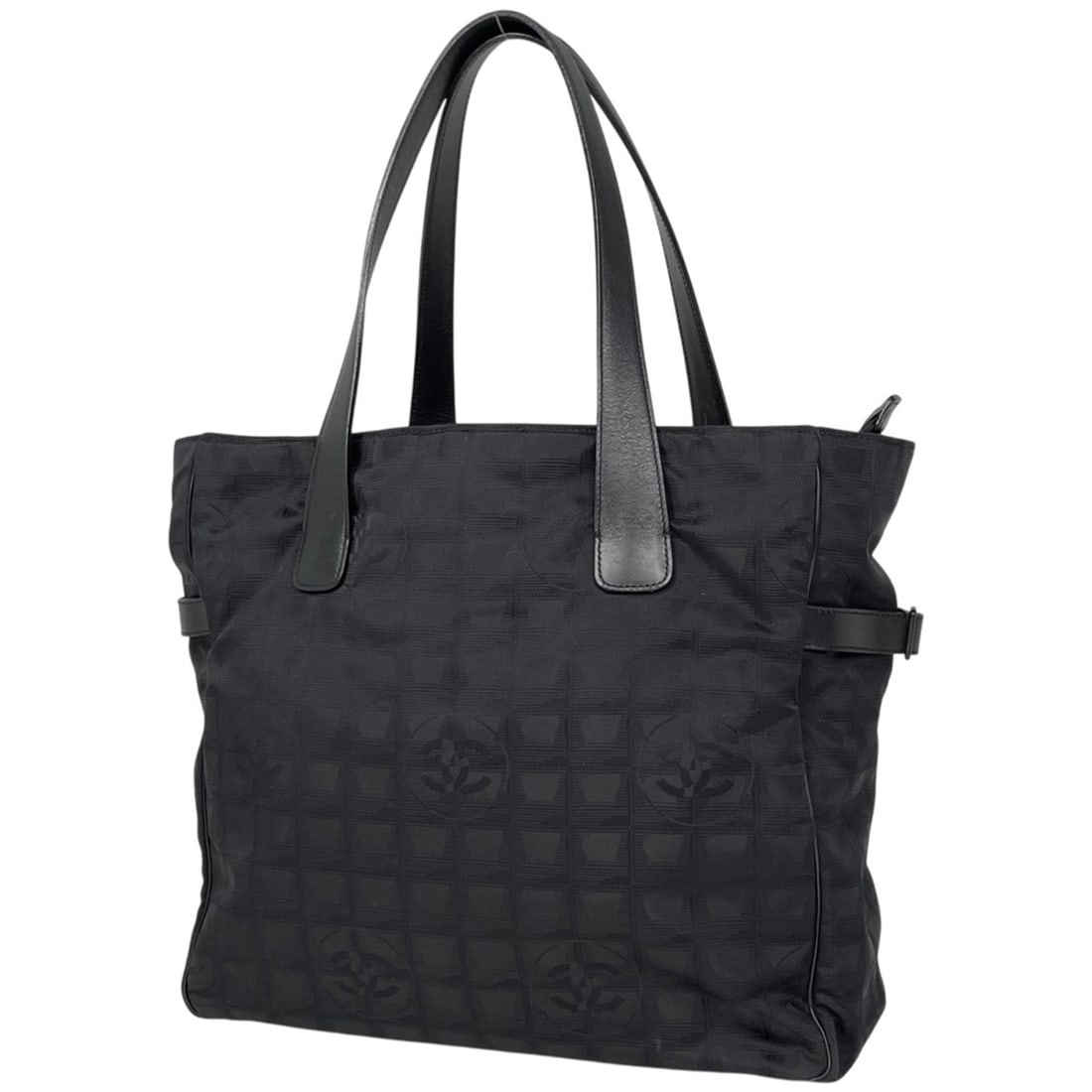 CHANEL New Travel Line Tote GM Coco Mark Shoulder Bag in Nylon Jacquard Black (A15825) for Women (1 of 13)