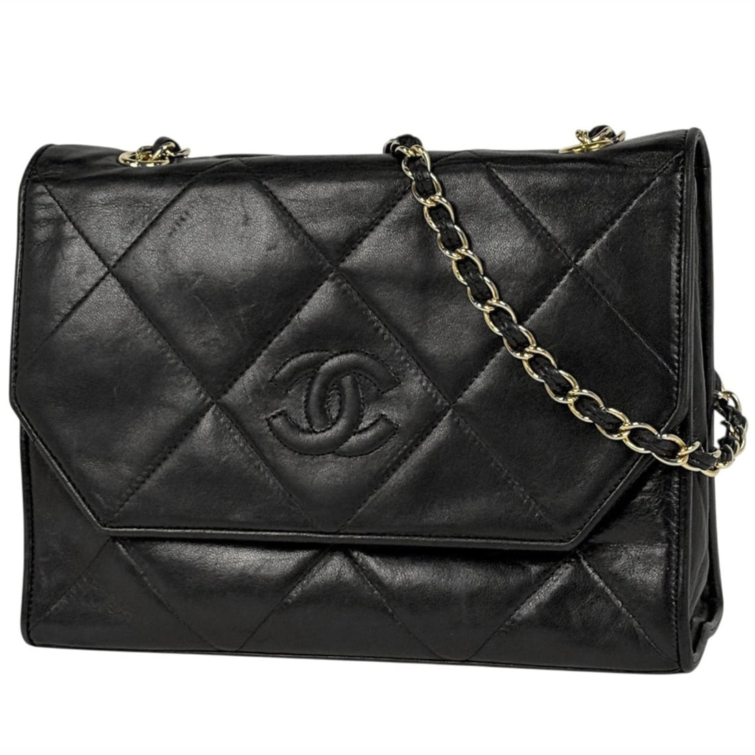 CHANEL Coco Mark Chain Shoulder Bag, Single Flap Leather Black, Women's: --- Catalog ---Category: SizeStrap Drop: 47cm / 18.5''Size (HxWxD): 17cm x 23cm x 6.5cm / 6.69'' x 9.05'' x 2.55''Category: DesignType: Shoulder bagColor: BlackGender: WomenClosure: FlapMaterial: Leat