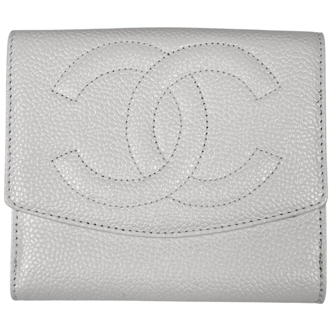 CHANEL Coco Mark Bifold Wallet with Double Hook Closure, Caviar Leather, White, Women's: --- Catalog ---Category: SizeSize (HxWxD): 10cm x 11.5cm x 2cm / 3.93'' x 4.52'' x 0.78''Category: DesignType: Wallet (bi-fold)Color: WhiteGender: WomenMaterial: Grained Calfskin Category: GeneralBran