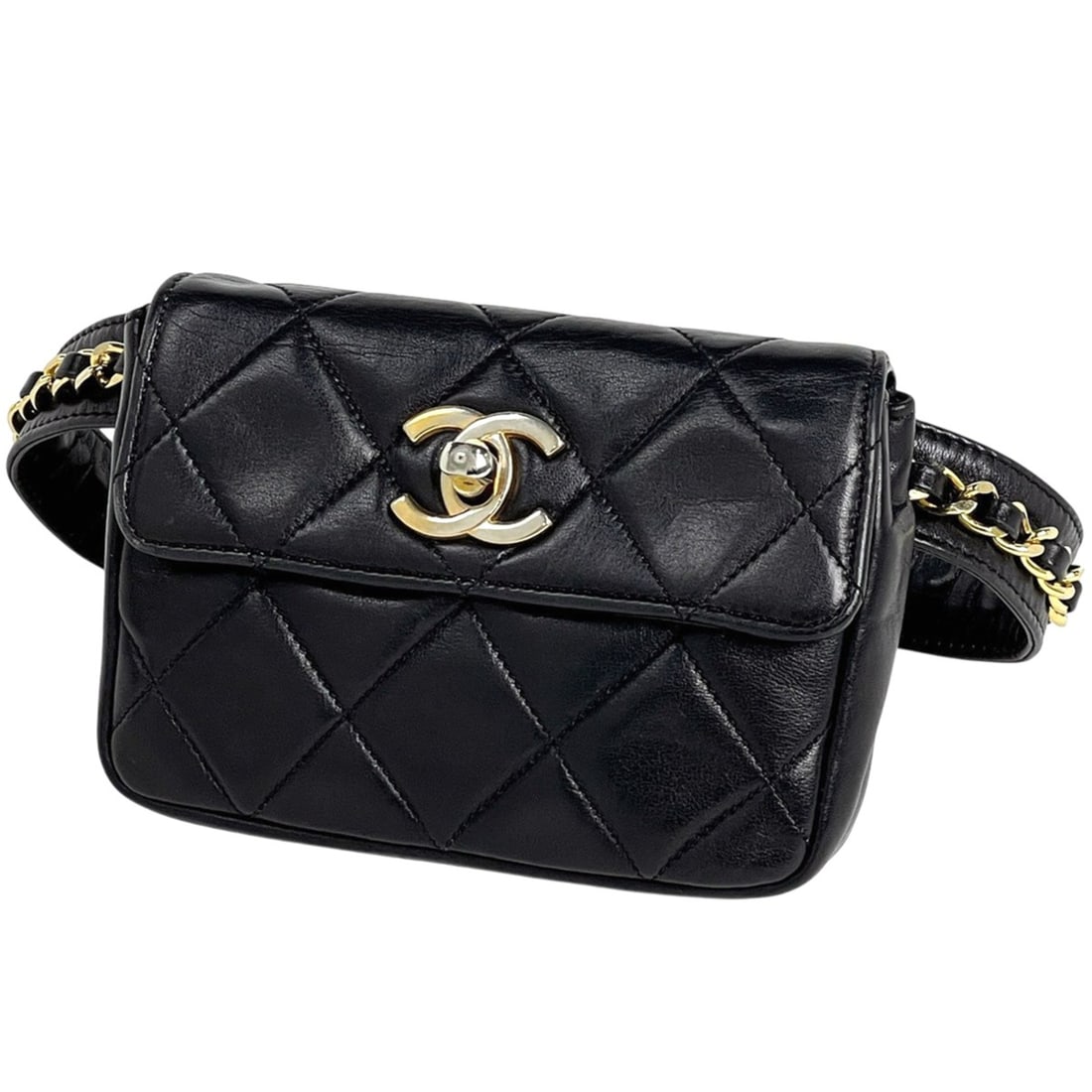 CHANEL Coco Mark Waist Bag, Matelasse Pouch, Body Leather, Black, Women's (1 of 13)