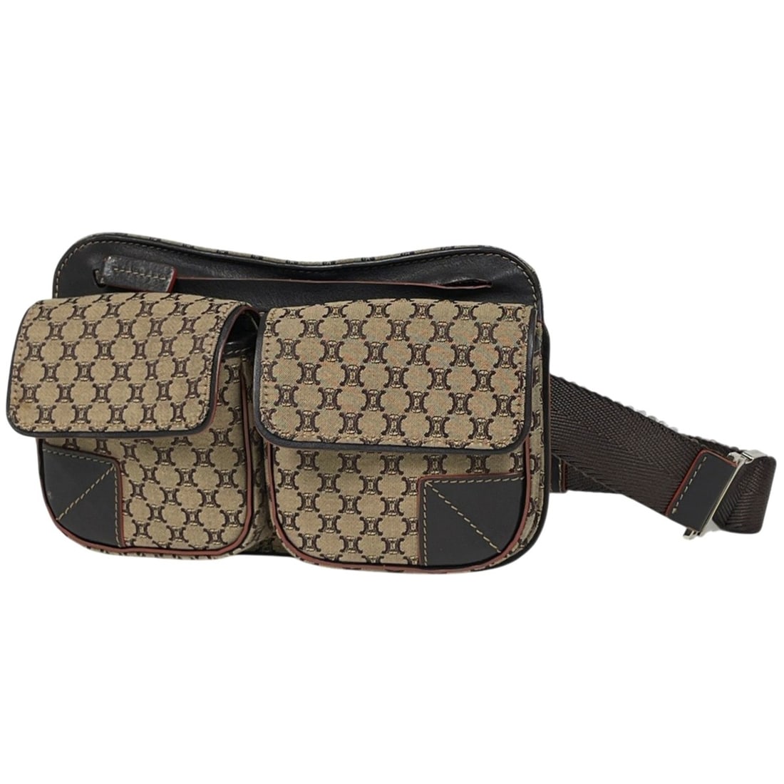 Celine Macadam pattern body bag, waist canvas, brown, women's: --- Catalog ---Category: SizeSize (HxWxD): 15cm x 23cm x 3cm / 5.9'' x 9.05'' x 1.18''Category: DesignType: Sling bagColor: BrownGender: WomenMaterial: Canvas , Leather Category: GeneralLine: MacadamB