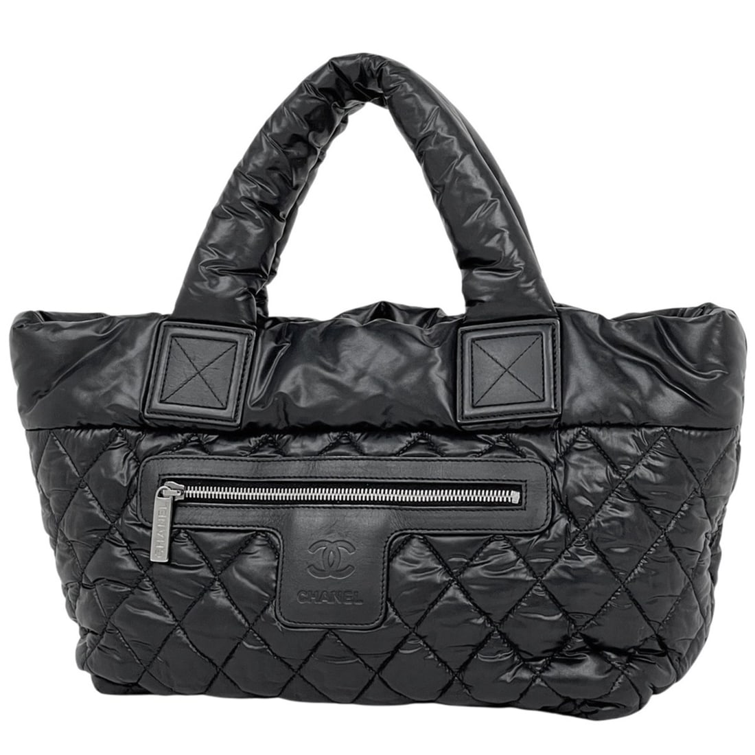 CHANEL Coco Cocoon Small Tote Bag with Mark, Nylon, Black, A48610, Women's (1 of 14)