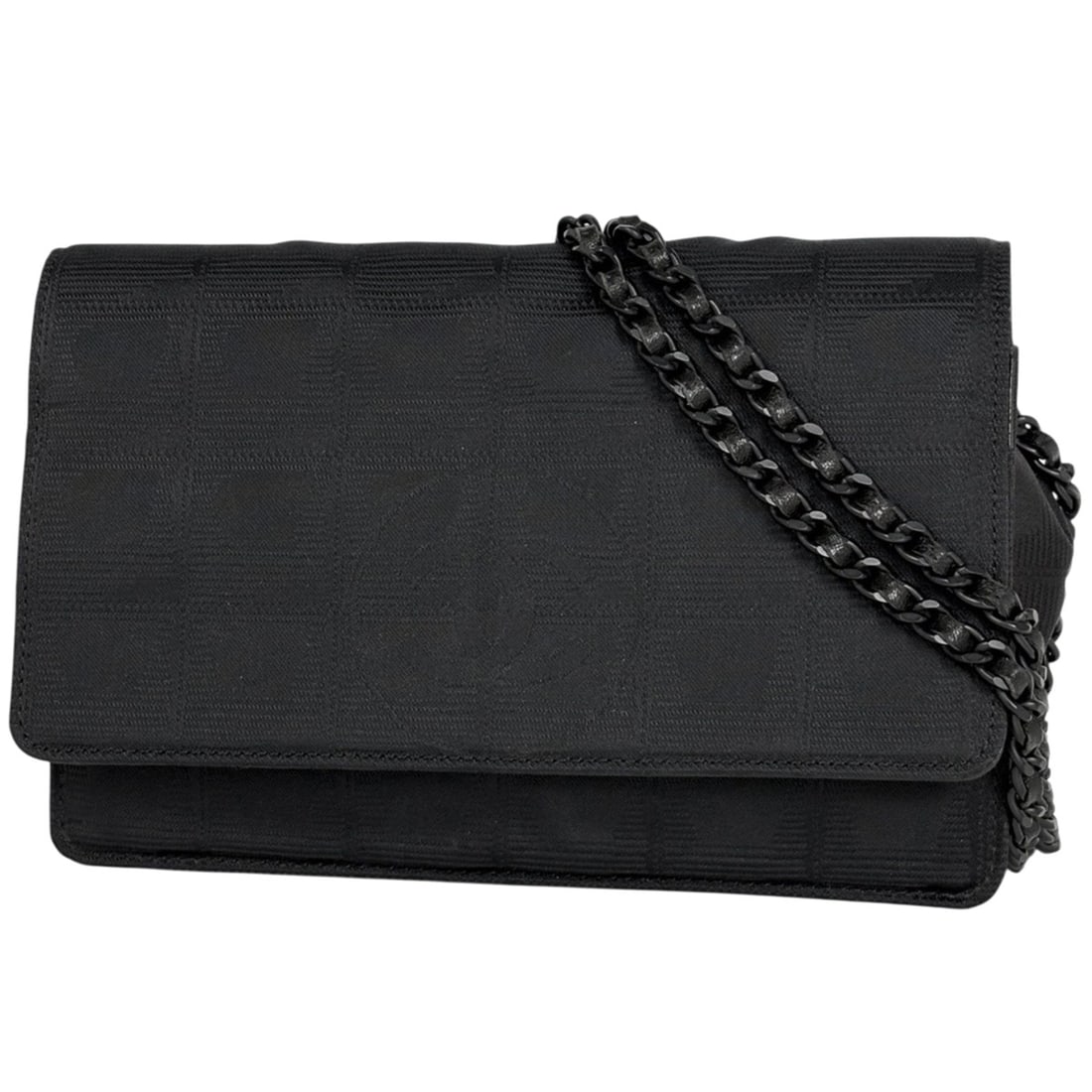 Chanel New Travel Line Chain Wallet with Coco Mark Shoulder Bag, Crossbody Nylon Jacquard, Black, (1 of 13)
