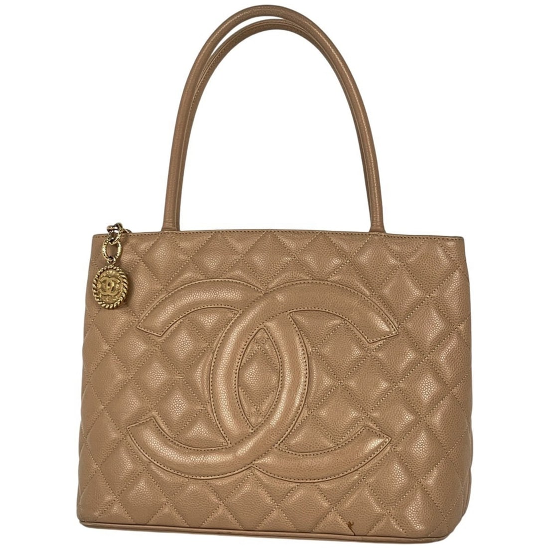 CHANEL Reissue Tote Handbag with Coco Mark, Caviar Leather, Beige, A01804, Women's (1 of 13)