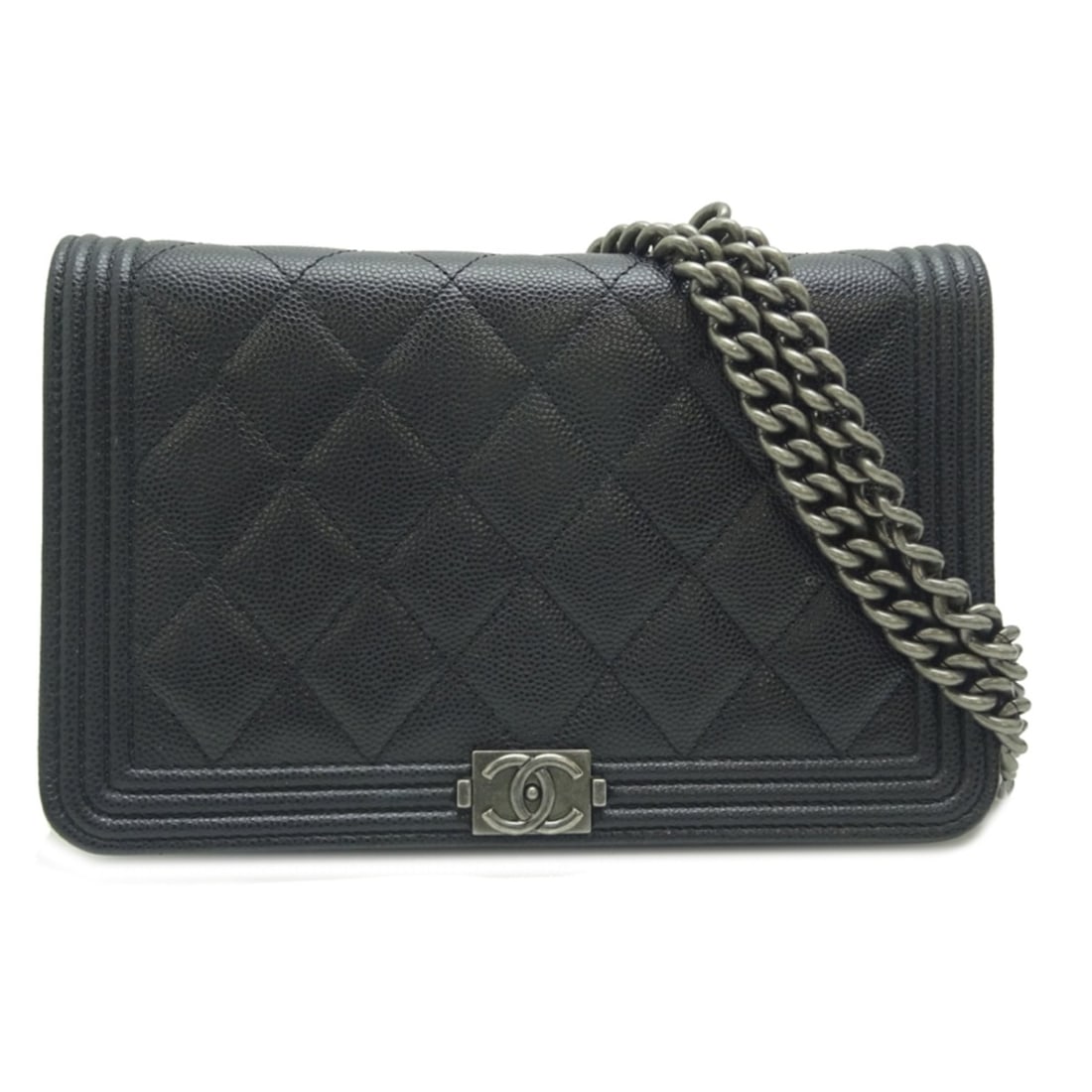 Chanel Boy Chain Wallet, Women's, Wallet AP1117, Caviar Leather, Black: --- Catalog ---Category: SizeSize (HxWxD): 12.5cm x 19cm x 3.5cm / 4.92'' x 7.48'' x 1.37''Category: DesignType: Chain/Shoulder walletColor: BlackGender: WomenMaterial: Grained Calfskin Category: Gene