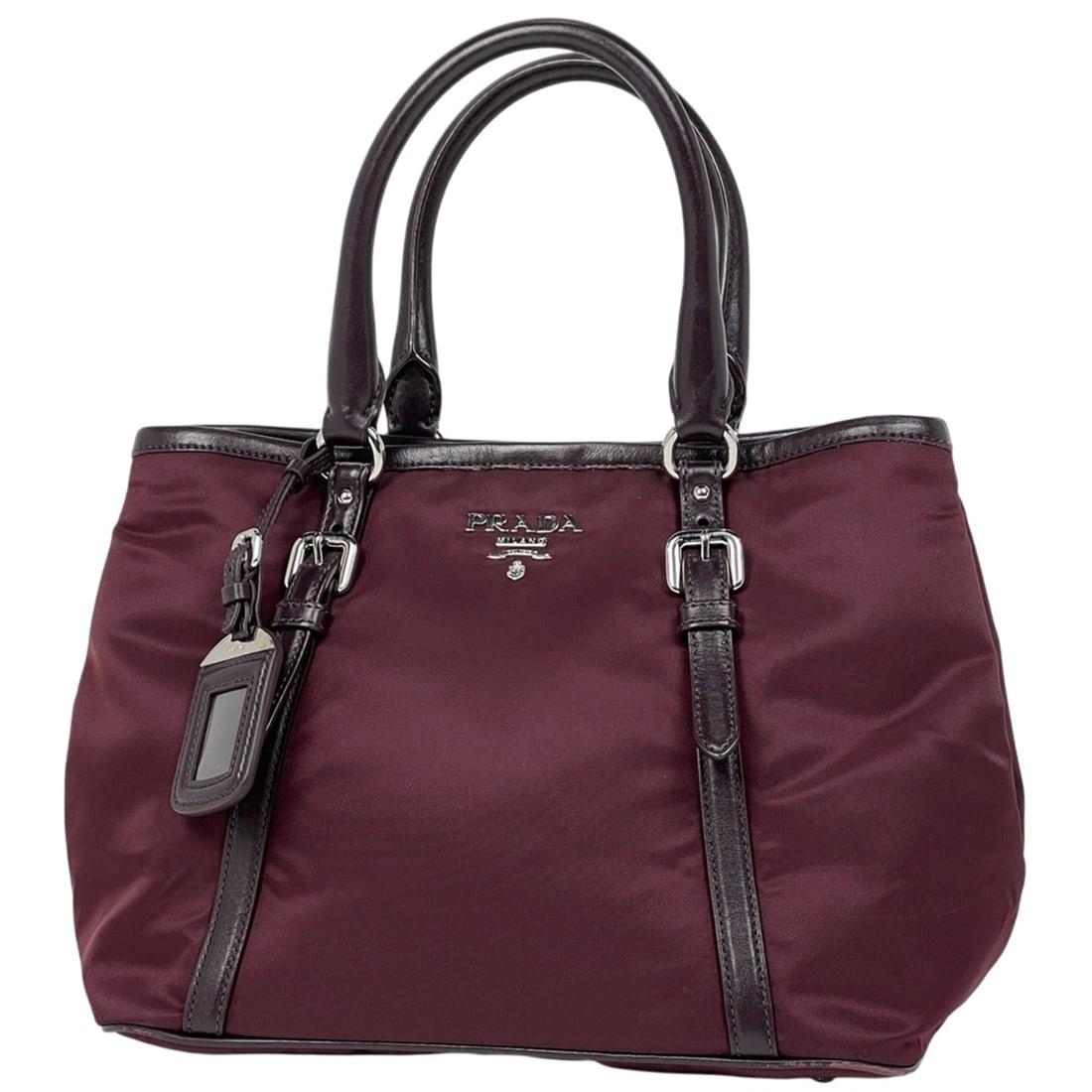 Prada Logo Handbag Tote Bag Nylon Bordeaux BN1841 Women's (1 of 12)