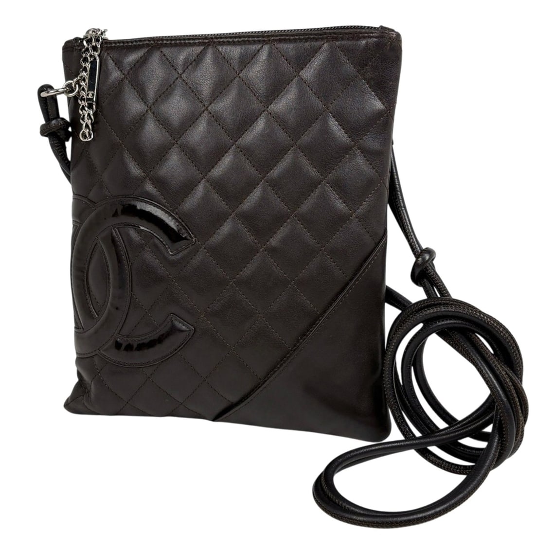 CHANEL Cambon Line Shoulder Bag with Coco Mark, Brown Leather, Women's: --- Catalog ---Category: SizeSize (HxWxD): 22cm x 19.5cm x 1cm / 8.66'' x 7.67'' x 0.39''Category: DesignType: Shoulder bagColor: BrownGender: WomenMaterial: Cambon ligne Inner Pocket: Zipper pocket 1