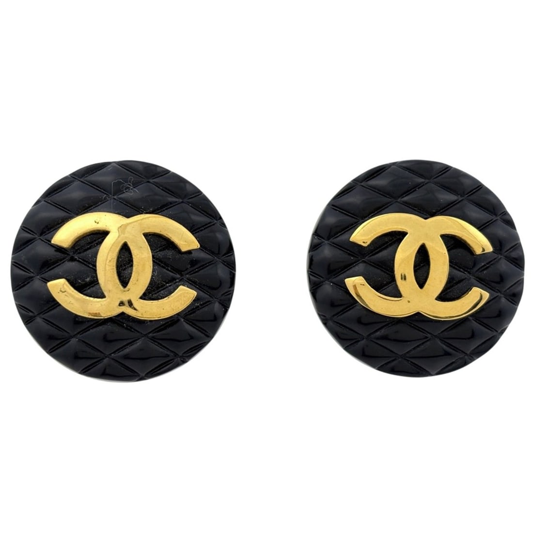 CHANEL Coco Mark Round Earrings, GP Black, Women's: --- Catalog ---Category: SizeDiameter: 3.6mm / 0.14''Category: DesignType: Clip earringsColor: BlackGender: WomenMaterial: Gold platingCategory: GeneralBrand: Chanel--- Item List ---Section: Condition