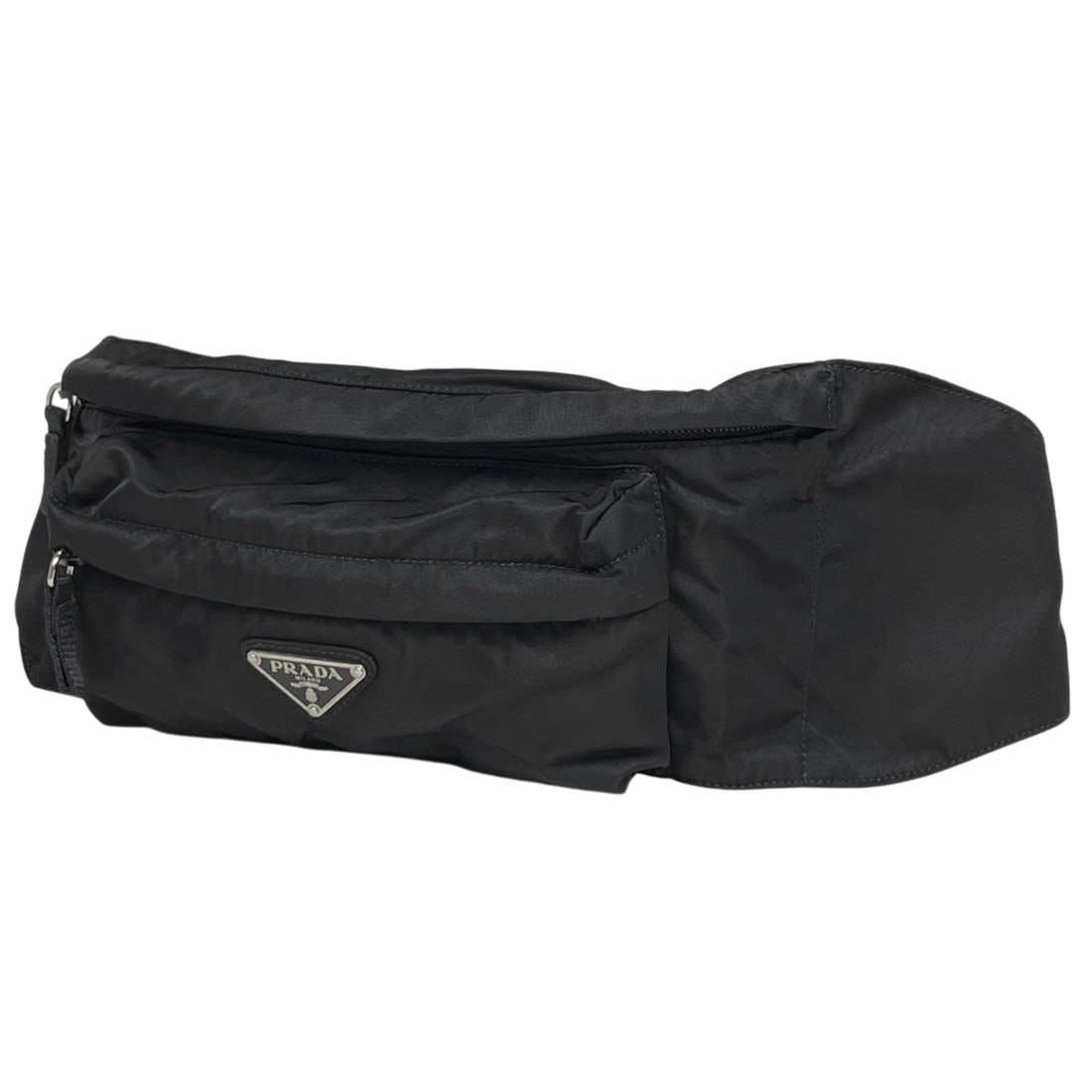 Prada logo plate waist bag, pouch, body bag in Tessuto nylon, black (VA0252), women's (1 of 12)