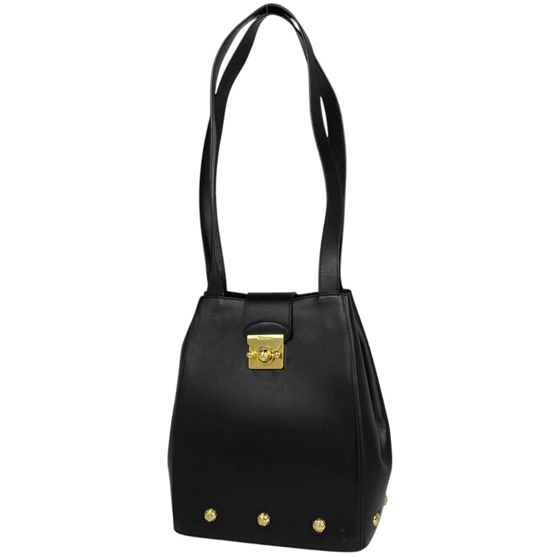 Salvatore Ferragamo logo shoulder bag in black leather for women (1 of 13)