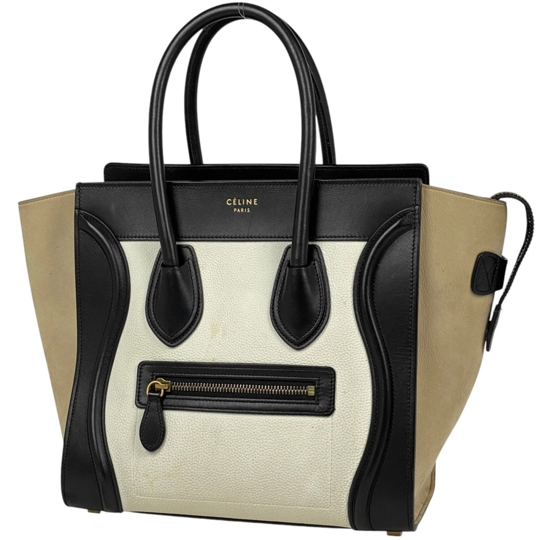Celine Luggage Micro Shopper Tote Bag, Handbag, Leather, Black, White, Beige, Women's: --- Catalog ---Category: SizeSize (HxWxD): 25.5cm x 26cm x 14cm / 10.03'' x 10.23'' x 5.51''Category: DesignType: Handbag, Tote bagColor: Beige, Black, WhiteGender: WomenMaterial: Leather Inner Pocket