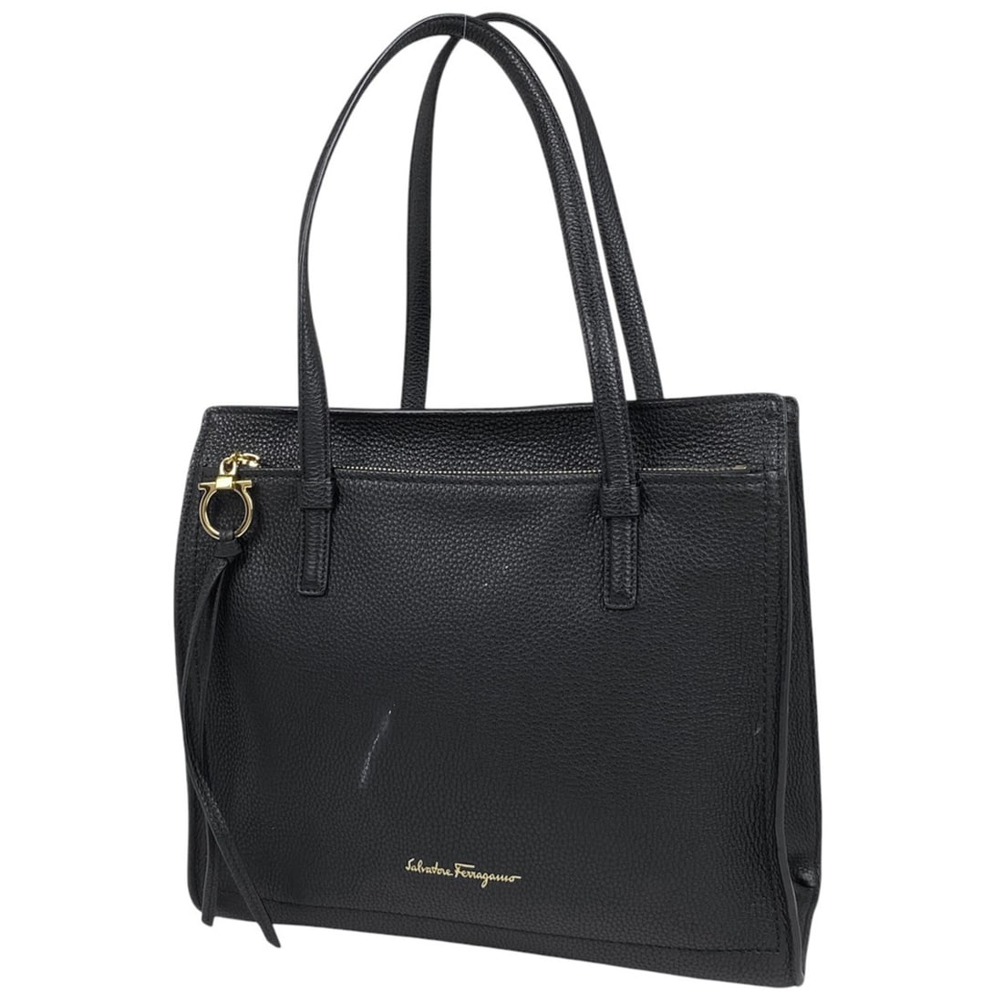 Salvatore Ferragamo Gancini Tote Bag, Shoulder Leather, Black, F216, Women's: --- Catalog ---Category: SizeSize (HxWxD): 28cm x 30cm x 12cm / 11.02'' x 11.81'' x 4.72''Category: DesignType: Shoulder bag, Tote bagColor: BlackGender: WomenMaterial: Leather Category: GeneralLine: