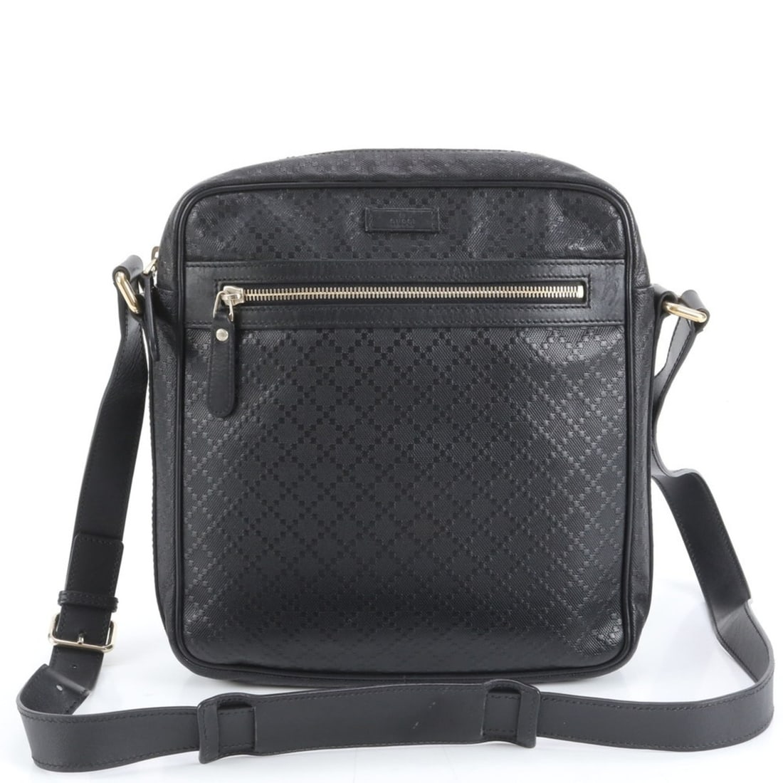 Gucci Diamante 201448 Leather Messenger Shoulder Bag in Black for Men: --- Catalog ---Category: SizeSize (HxWxD): 29cm x 26cm x 7cm / 11.41'' x 10.23'' x 2.75''Category: DesignType: Shoulder bagColor: BlackGender: MenMaterial: Leather Category: GeneralMPN: 201448Brand: G