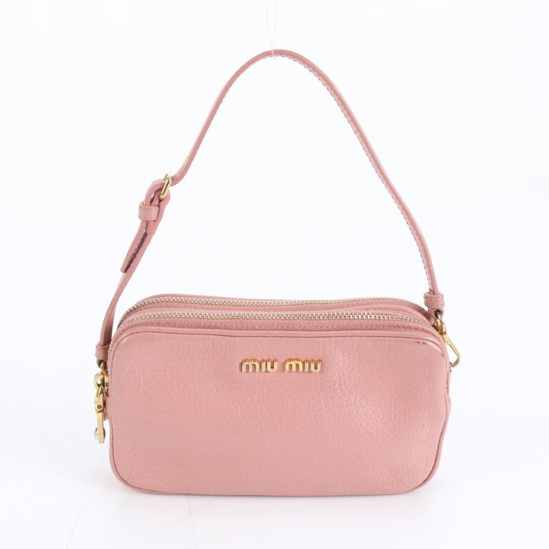Miu Miu Miu Madras Leather Handbag Tote Pink Pouch Gold Hardware Women's (1 of 14)