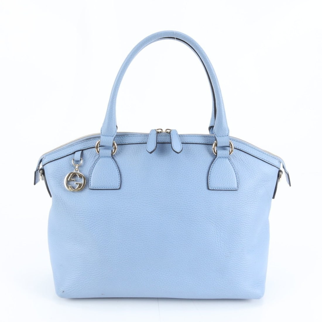 Gucci Interlocking G 449651 Leather Tote Bag with Shoulder and Hand Strap, Silver Hardware, Women's (1 of 13)