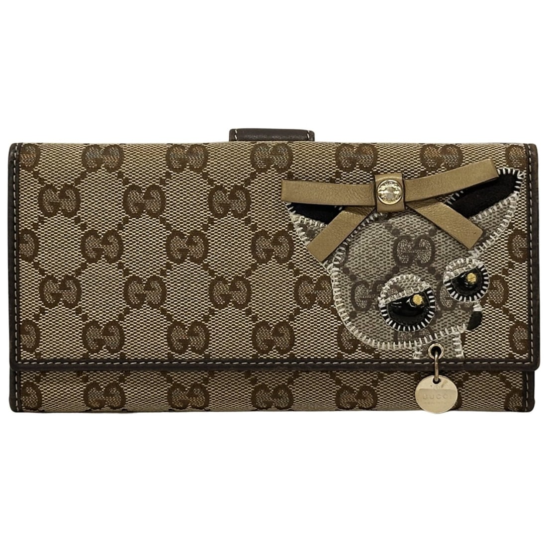 Gucci Women's Guccioli GG Canvas Long Wallet, Brown, 226154, Chihuahua Design with Ribbon: --- Catalog ---Category: SizeSize (HxWxD): 9.5cm x 19cm x 2.5cm / 3.74'' x 7.48'' x 0.98''Category: DesignType: Long wallet (bi-fold)Color: BrownGender: WomenCategory: GeneralMPN: 226154Brand: GucciCo