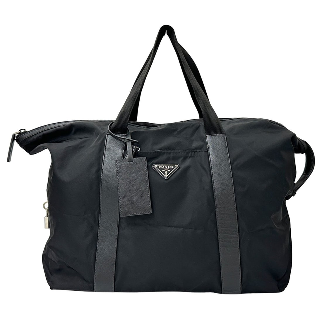 Prada PRADA bag for women and men, branded Boston bag, nylon, black, large capacity, travel logo: --- Catalog ---Category: SizeSize (HxWxD): 39cm x 73cm x 24cm / 15.35'' x 28.74'' x 9.44''Category: DesignType: Boston bagColor: BlackGender: Men,WomenMaterial: Nylon Category: GeneralBrand: PradaCoun