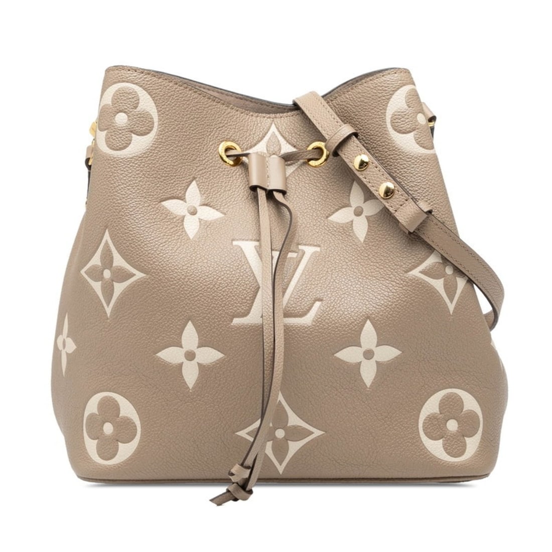 Louis Vuitton Two-Tone Monogram Empreinte NeoNoe MM Shoulder Bag M45555 Tourterelle Crème Greige (1 of 9)