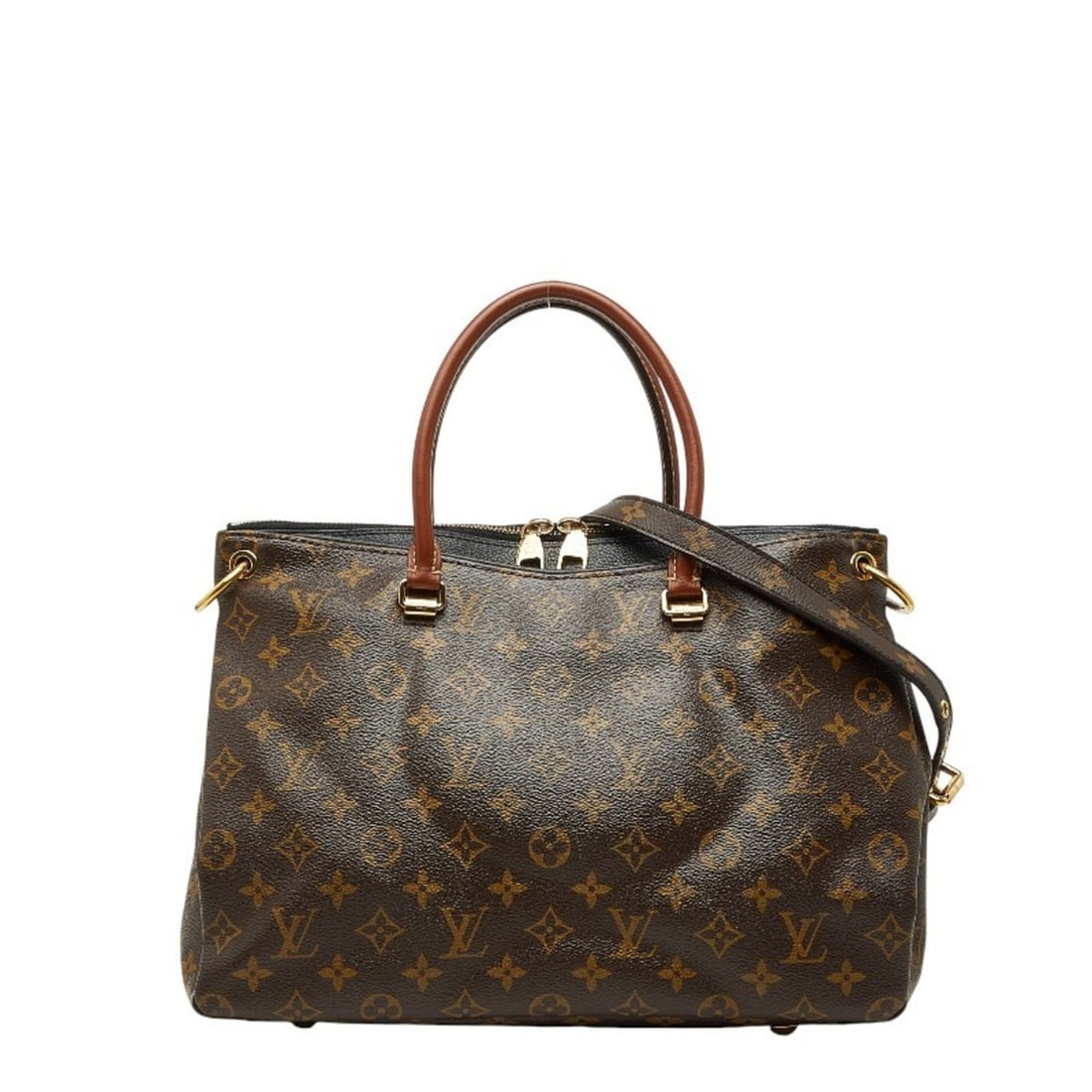 Louis Vuitton Monogram Pallas MM Handbag/Shoulder Bag, 2-Way, M41064, Brown/Black Leather, Women's, (1 of 12)