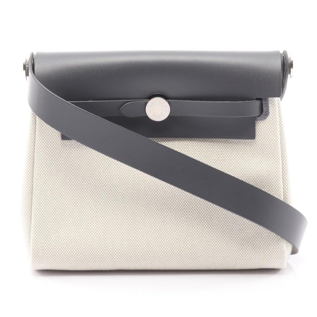 Hermes Hermès Airbag Zip Mini Shoulder Bag, Leather Canvas Toile H Vache Hunter H, Women's, Ivory, (1 of 14)