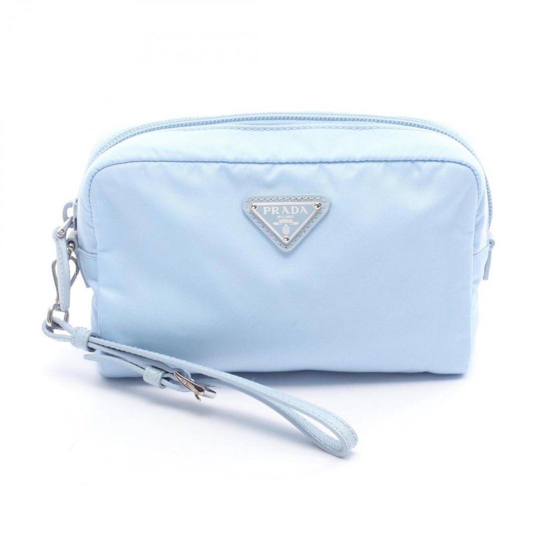 Prada Re-Nylon Small Pouch Bag in Nylon and Leather, Women's, Blue: --- Catalog ---Category: SizeSize (HxWxD): 10cm x 17cm / 3.93'' x 6.69''Category: DesignType: PouchColor: BlueGender: WomenMaterial: Nylon , Leather Category: GeneralBrand: Prada--- Item List ---Secti