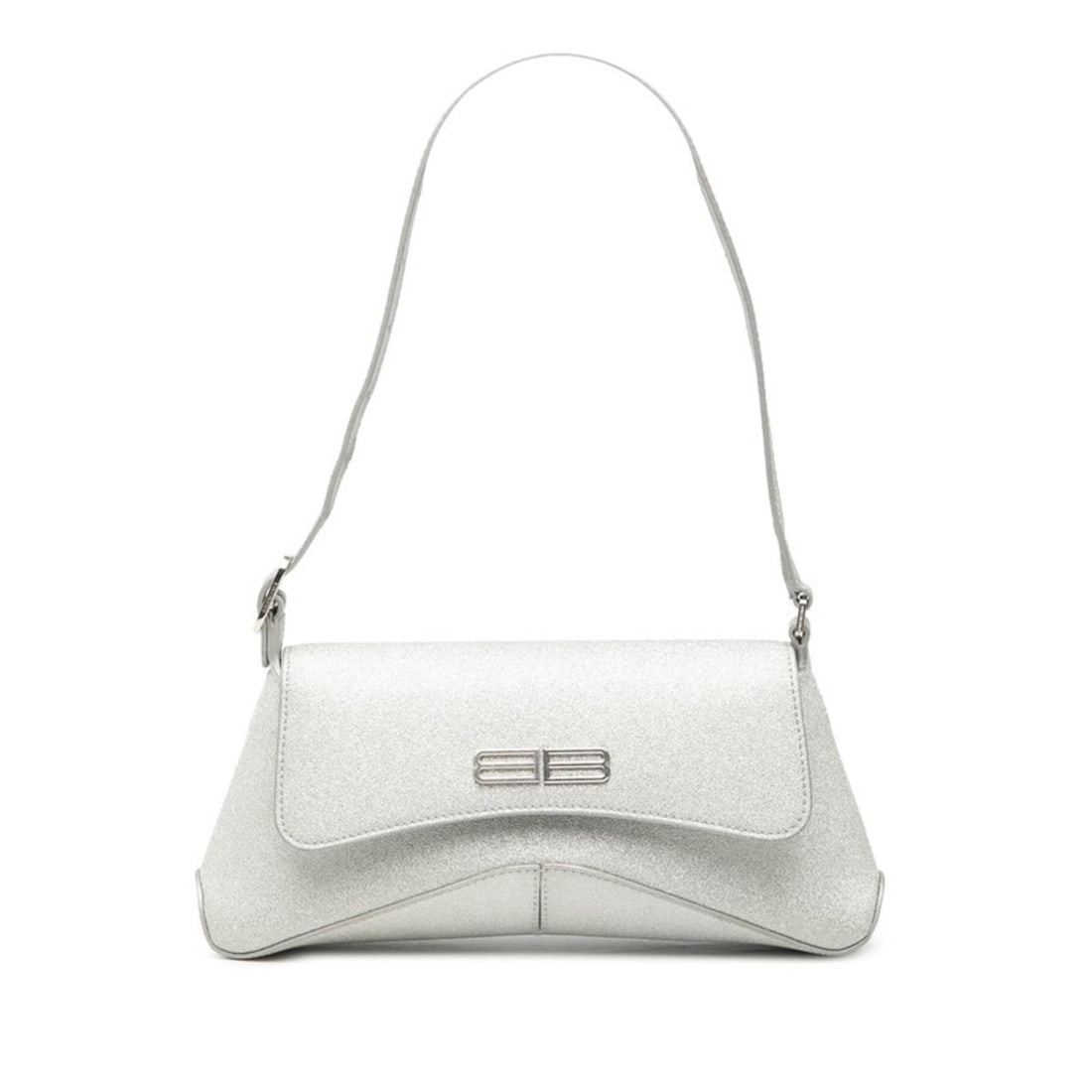 Balenciaga Glitter Shoulder Bag in Silver Leather for Women: --- Catalog ---Category: SizeHandle Drop: 18.00cm / 7.09''Size (HxWxD): 12cm x 25.5cm x 4.5cm / 4.72'' x 10.03'' x 1.77''Category: DesignType: Shoulder bagColor: SilverGender: WomenMaterial: Leather C